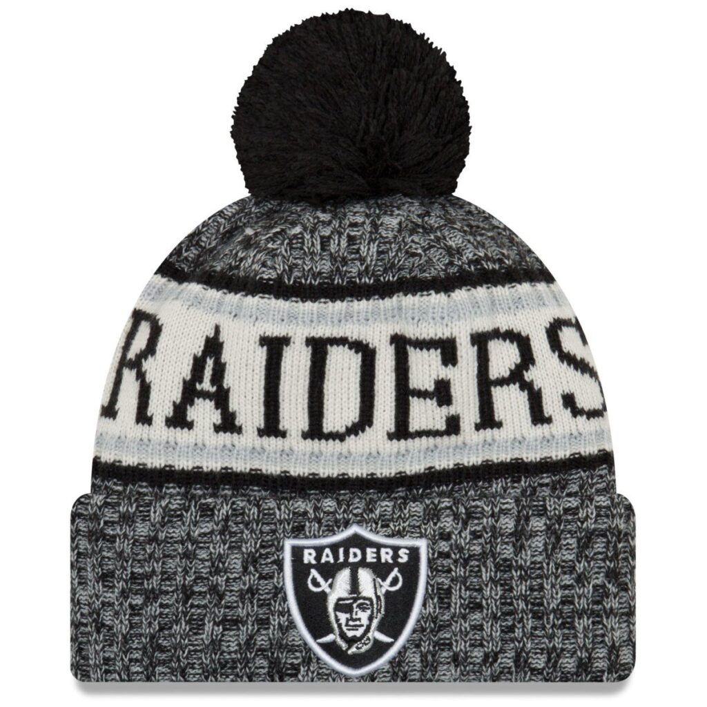 New Era NFL Sideline 2018 Bobble Mätze – Oakland Raiders