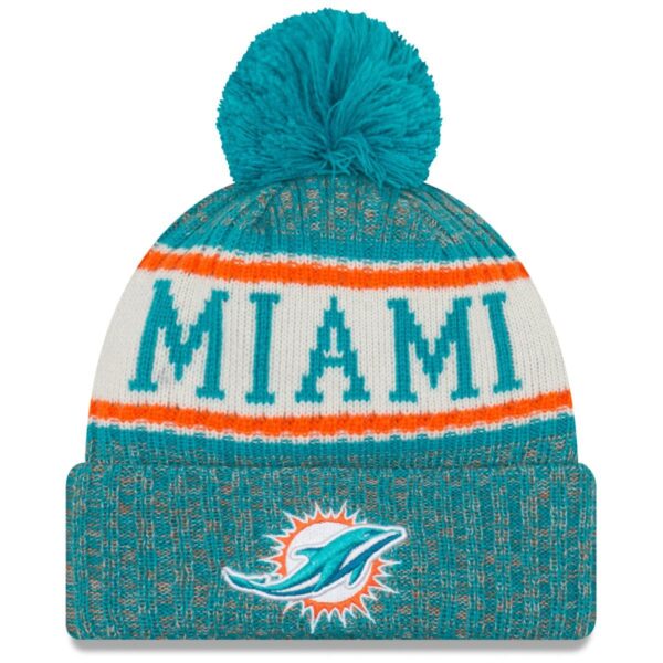 New Era NFL Sideline 2018 Bobble Mätze - Miami Dolphins